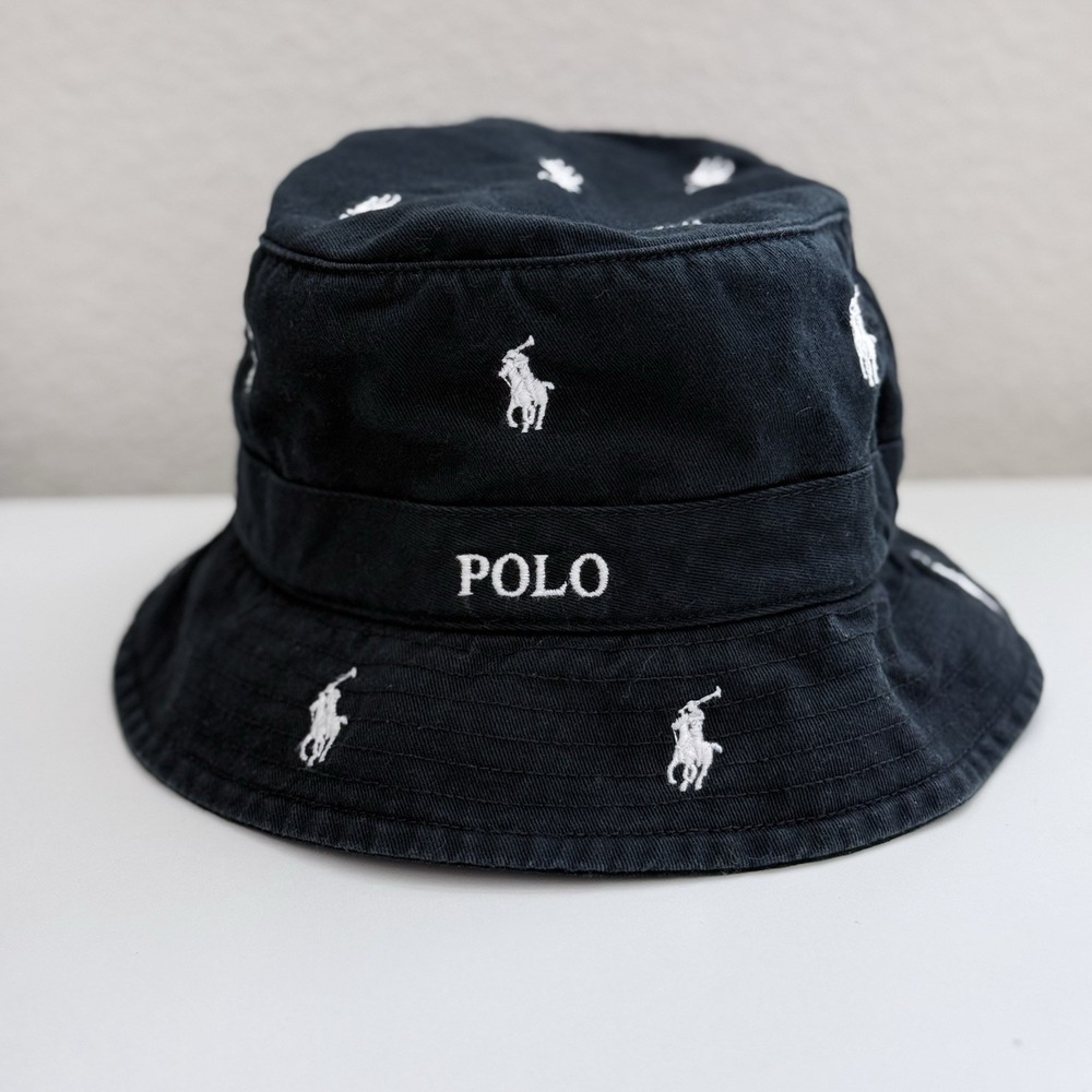 Size S/M Polo Ralph Lauren Embroidered Pony Bucket Hat Adult Unisex Polo Black